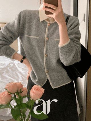 [울함유] (보드라운클래식/사랑받는핏♥) 어도브 배색 라인 골드 버튼 가디건