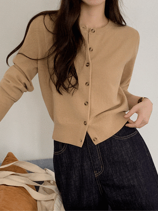 (딱예쁜기장감/부드러움/가을코디필수♥) 오마쥬 베이직 라운드 가디건
