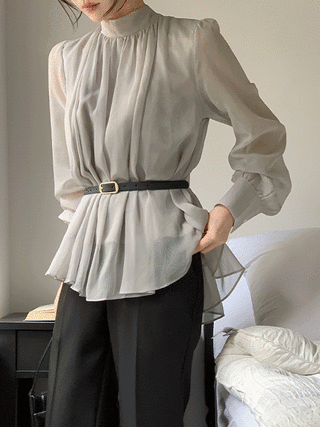 (벨트세트/백리본포인트/여신핏♥) 로바주 벨트세트 백리본 시폰 블라우스