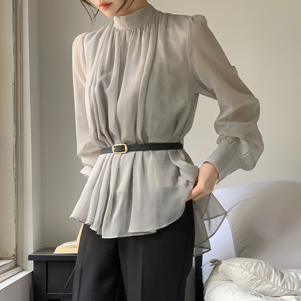 (벨트세트/백리본포인트/여신핏♥) 로바주 벨트세트 백리본 시폰 블라우스