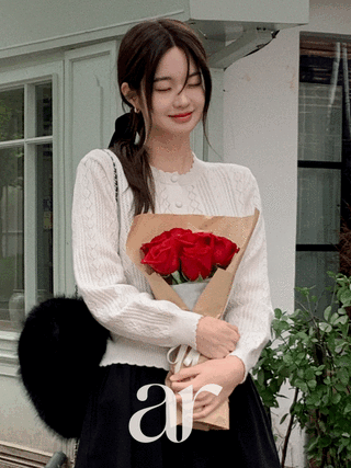 (오늘기분여리해♥/물결포인트) 프리온 다이아 패턴 물결 니트 가디건