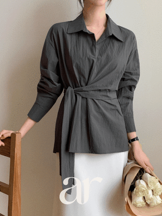 (오늘도-3kg핏/하객룩마침표♥/모임룩만능템) 렌무아 꼬임 랩 셔츠 블라우스