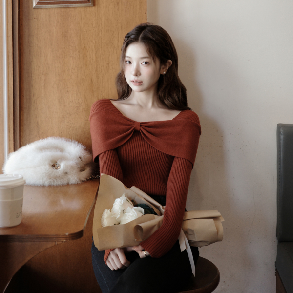 (예쁨한스푼♥) 오엘르 꼬임 투웨이 오프숄더 골지 니트