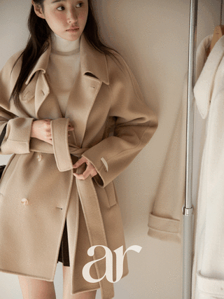 [울함유] (MADE/울100%/디자인특허템/누빔탈착OK) 베노어 오버핏 스트랩 더블 하프 핸드메이드 코트