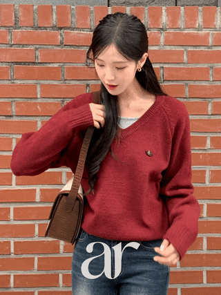 [울함유] (9컬러/팬던트포인트/폭닥소프트/단독&레이어드OK) 덴브아 나그랑 브이넥 팬던트 니트