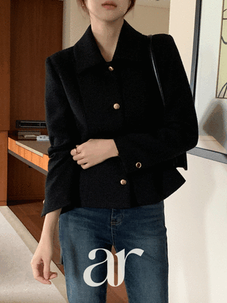 (MADE/고민의끝에서태어난/포근한품격♥) 블레니 트위드 카라 페플럼 긴팔 자켓