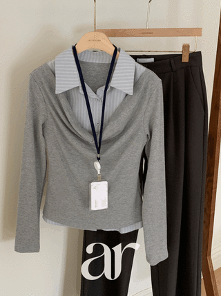 (인생핏발견/핏살리는셔링♥) 루이븐 셔링 레이어드 티셔츠