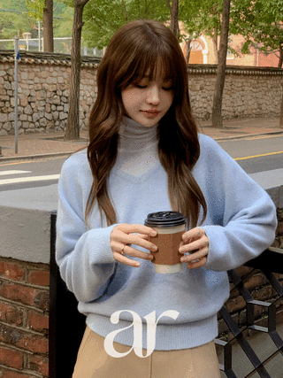 [울함유] (MADE/울5%/얼굴톤업파스텔♥/가벼운데포근해) 마이멜 뽀송 브이넥 긴팔 니트