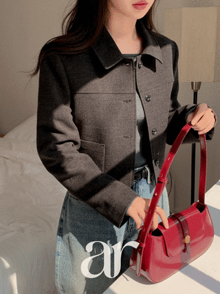 (모던심플/시즌필수자켓) 플레터 크롭 싱글 카라 자켓