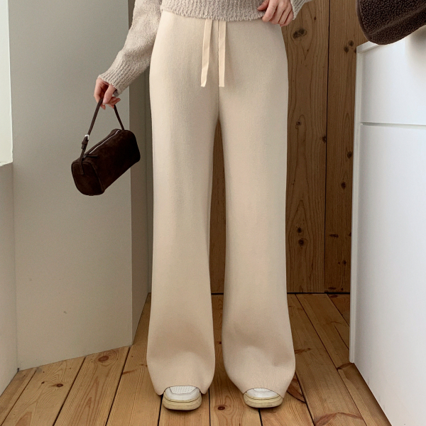 [울함유] (울20%/내추럴핏/포근한촉감♥) 리엔토 밴딩 와이드 니트 팬츠