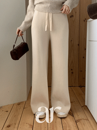 [울함유] (울20%/내추럴핏/포근한촉감♥) 리엔토 밴딩 와이드 니트 팬츠