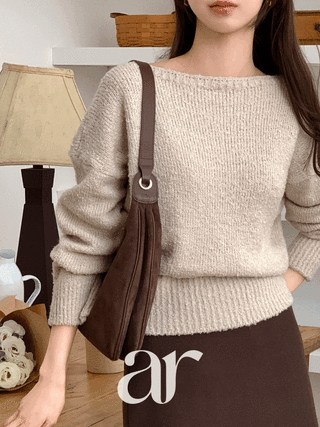 (여리핏보트넥/겨울데일리니트추천♥) 레브아 보트넥 부클 니트