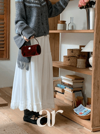 (러블리무드/하체커버템/여리핏♥) 에이미 기모 프릴 올밴딩 롱 스커트