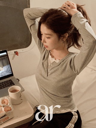 (여리핏/레이어드한듯♥) 포리아 배색 물결 레이어드 단작 티셔츠