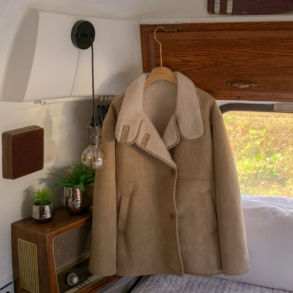 (전체퍼안감/따뜻포근/투웨이넥연출) 웬디스 카라 하이넥 하프 퍼 무스탕