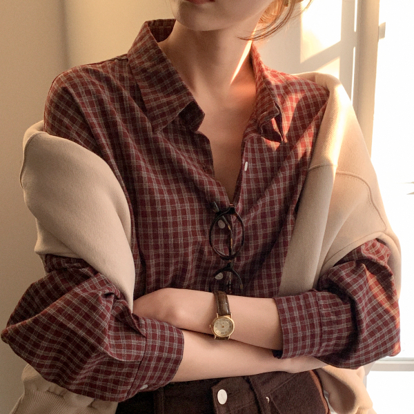 (소프트기모터치/빈티지무드♥) 르베나 기모 잔체크 셔츠 남방
