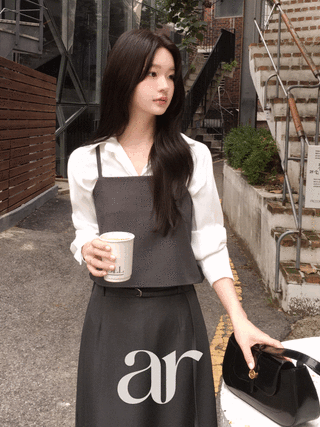 ヒドゥンボタン フレア ロングワンピース | 韓国レディース