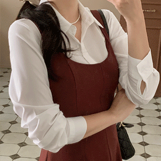 깔끔한 베이직 화이트 셔츠 blouse 벚꽃룩