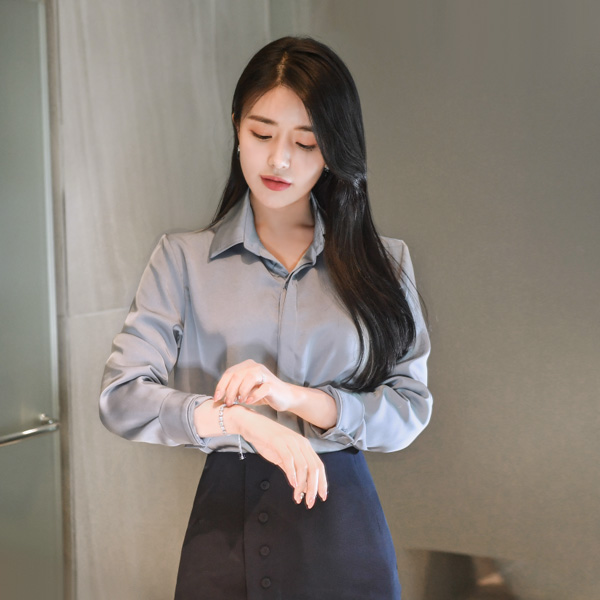 bs2094 고급스러운 세련미의 샤틴소재 베이직 블라우스 blouse