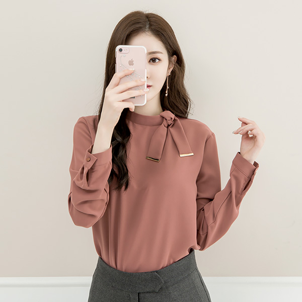 bs2893 비침없는 패브릭의 넥 스트랩장식 블라우스 blouse