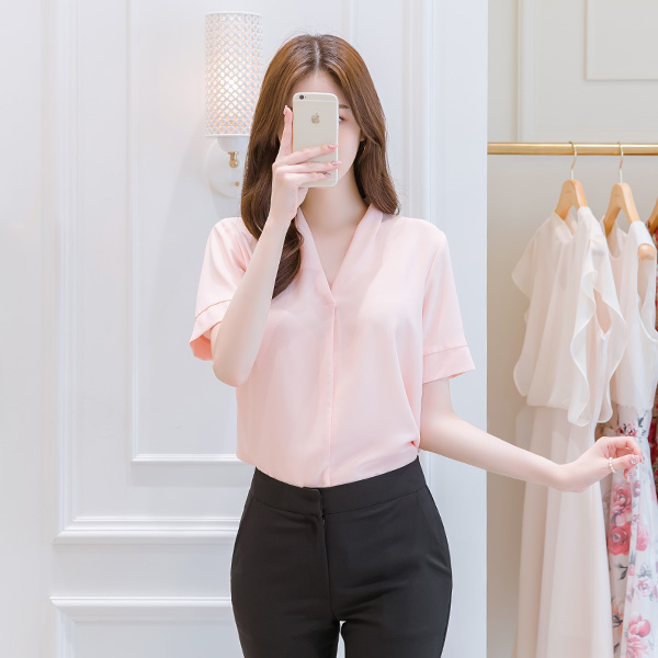 bs3478 세련되게 완성된 브이넥 핀턱 블라우스 blouse
