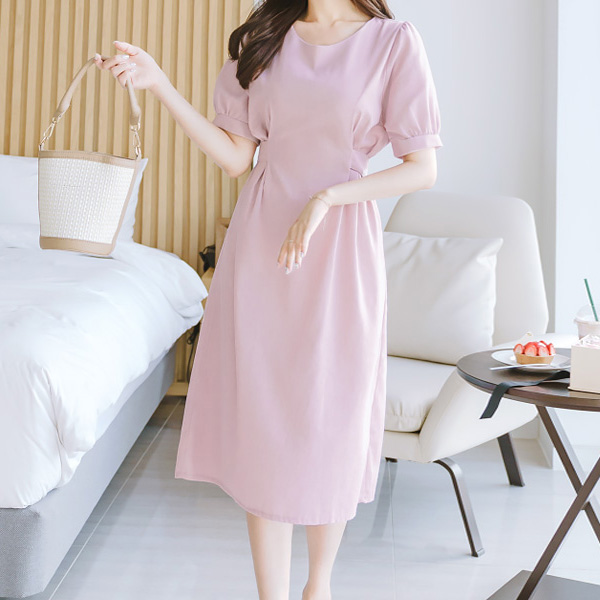 op5219 네추럴한 페브릭으로 편안하게 입기 좋은 허리 리본 스트랩 롱 원피스 dress
