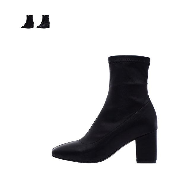 sh1112 레더, 스웨이드 두 가지 타입의 스퀘어 미들굽 앵클부츠 shoes