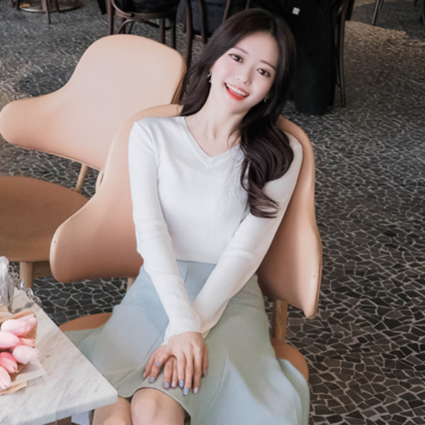 nt1821 봄시즌 파스텔리한 컬러구성의 V넥 베이직 니트티셔츠 knit