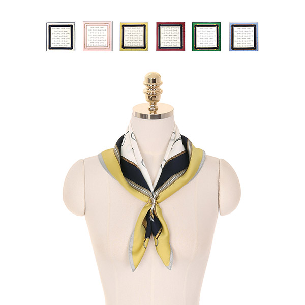 ac3791 고급스러움이 느껴지는 실키한 패브릭의 연결 체인 패턴의 스카프 scarf