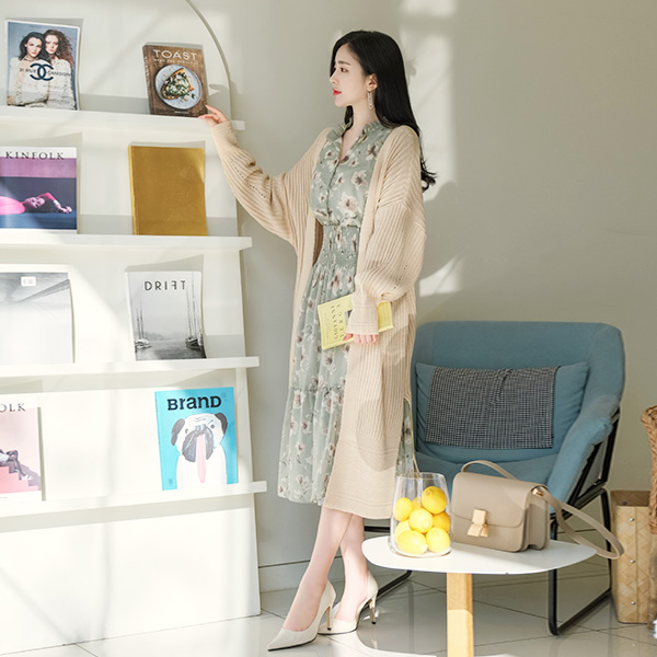 cd1016 언제나 늘 새옷처럼 즐기기 좋은 Y넥 롱 골지 가디건 cardigan