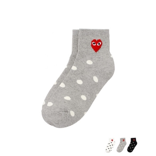 땡땡이 패턴의 귀여운 하트 앵클 목 양말 socks 벚꽃룩