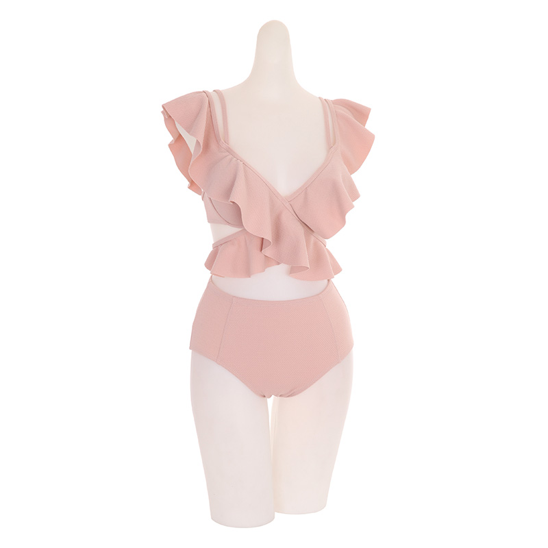 엑스 러플 스트랩 장식의 비키니 투피스 세트 bikini 벚꽃룩