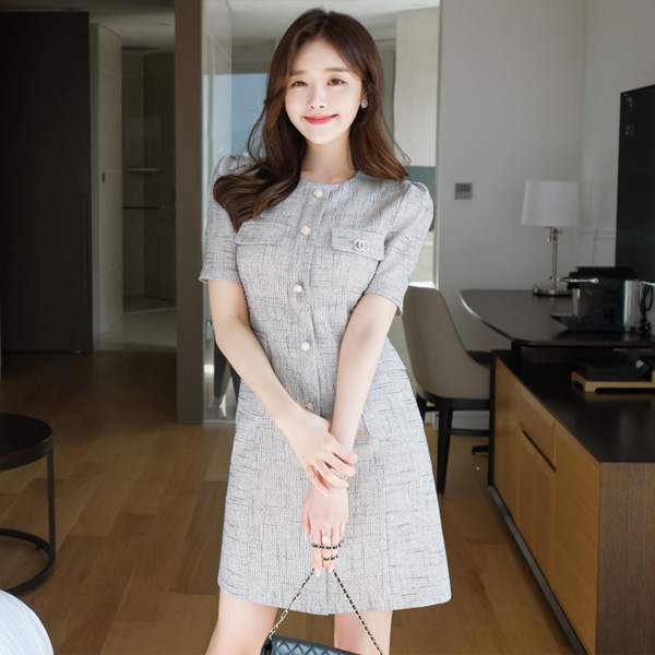 op6896 한여름 시원하게 입을 수 있는 여름 트위드 원피스 dress