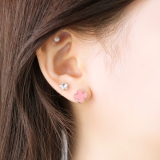 ac3897 앙증맞은 미니 사이즈의 클로버 로즈골드 이어링 earring