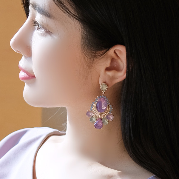 ac3904 밀키한 컬러 큐빅 장식의 펜던트 앤틱 드롭 이어링 earring