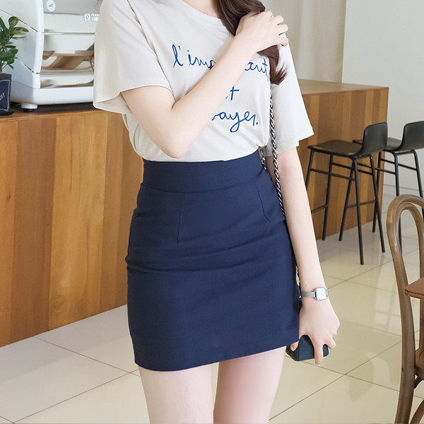 sk3490 미니와 5부 2타입의 10가지 다채로운 컬러로 구성된 H라인 베이직 린넨 스커트 skirt
