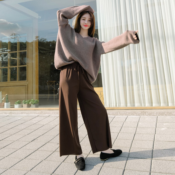 ps1749 입은듯 안입은듯 편안함 가득한 찰랑 쿨 와이드 밴딩 팬츠 pants
