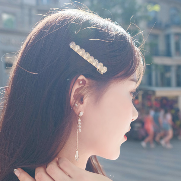 ac3991 오로라 크리스탈볼로 완성된 골드 집게 헤어핀 hairpin