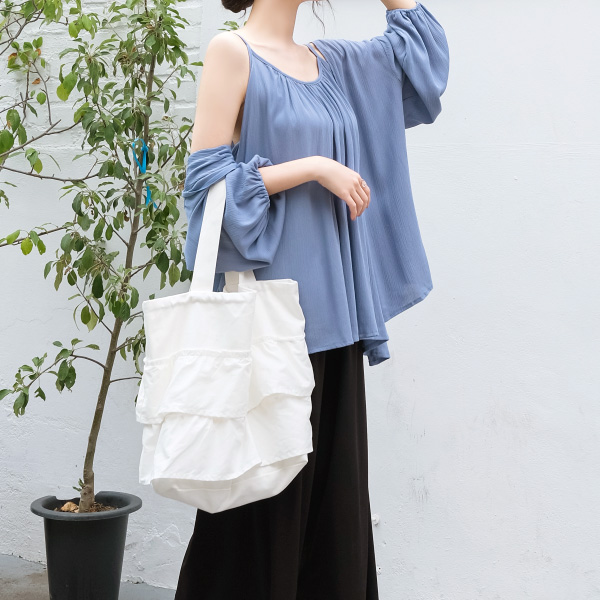 bg823 러블리한 더블 프릴 디테일의 데일리 에코백 bag