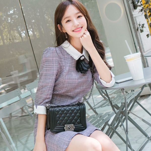 bg830 명품 레이블 감성의 포인트 퀼팅 미디엄 체인백 bag