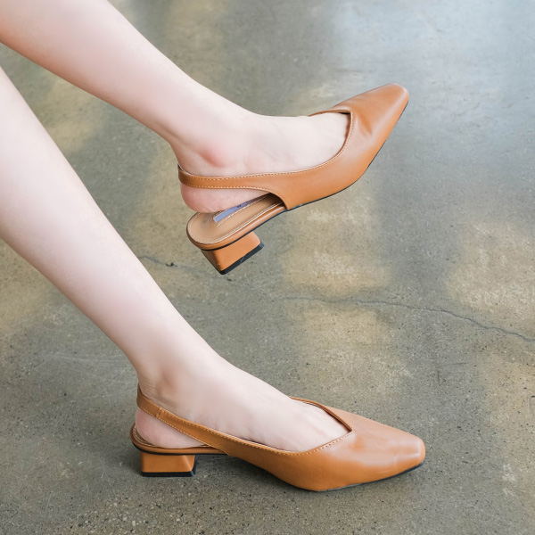 sh1566 슬림한 앞코 쉐입의 발등 V컷팅 슬링백 샌들 shoes