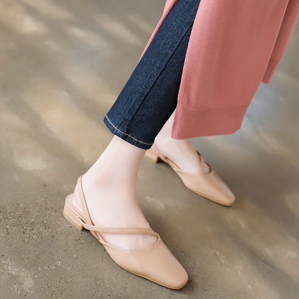 sh1571 발등을 감싸주는 세련된 스트랩장식의 슬링백 슈즈 shoes