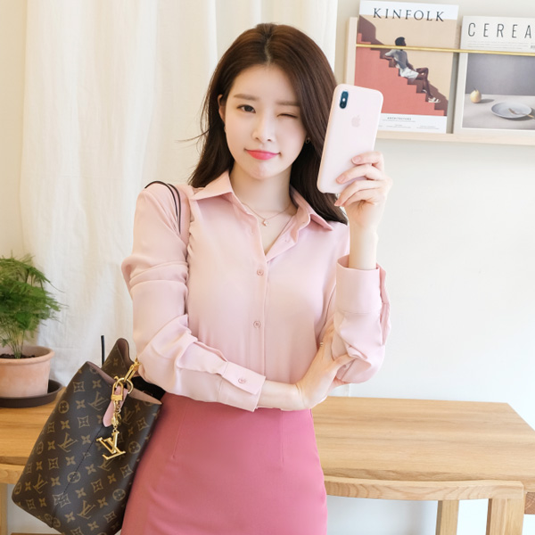 bs4602 10가지 컬러라인의 베이직 소프트 쉬폰 블라우스 blouse
