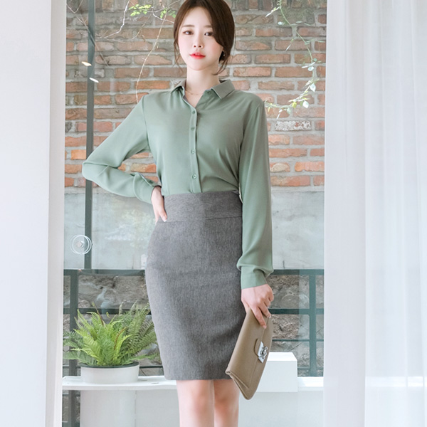sk3648 커리어 우먼룩을 선사할 반하이웨이스트 미디 H라인 스커트 skirt