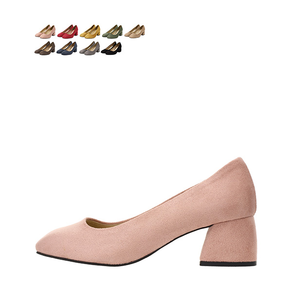 sh1586 깔끔 베이직한 둥근코 쉐입의 스웨이드 미들힐 shoes