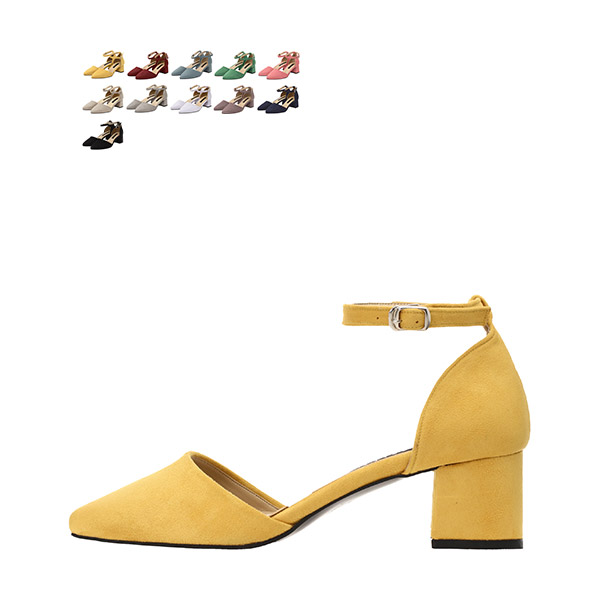 sh1589 세련된 슬림코 쉐입의 스웨이드 메리제인 미들힐 shoes