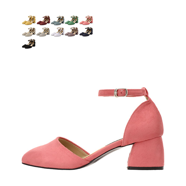 sh1590 세련된 둥근코 쉐입의 스웨이드 메리제인 미들힐 shoes
