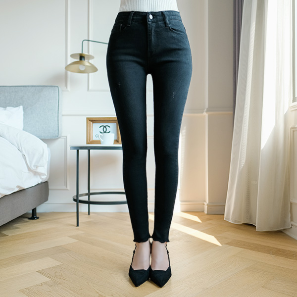 ps1888 쫀득한 신축 데님 패브릭의 하이웨이스트 허리 밴딩 슬림 스키니 pants
