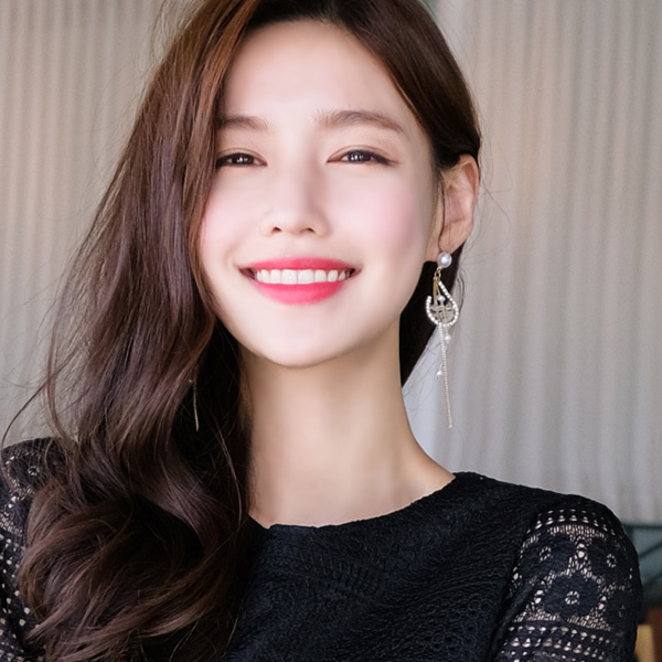 ac4131 물방울 쉐입에 큐빅진주 포인트를 더한 롱 드롭 이어링 earring