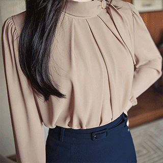 단아한 여신미 선사해드릴 진주링포인트 타이 블라우스 blouse 벚꽃룩